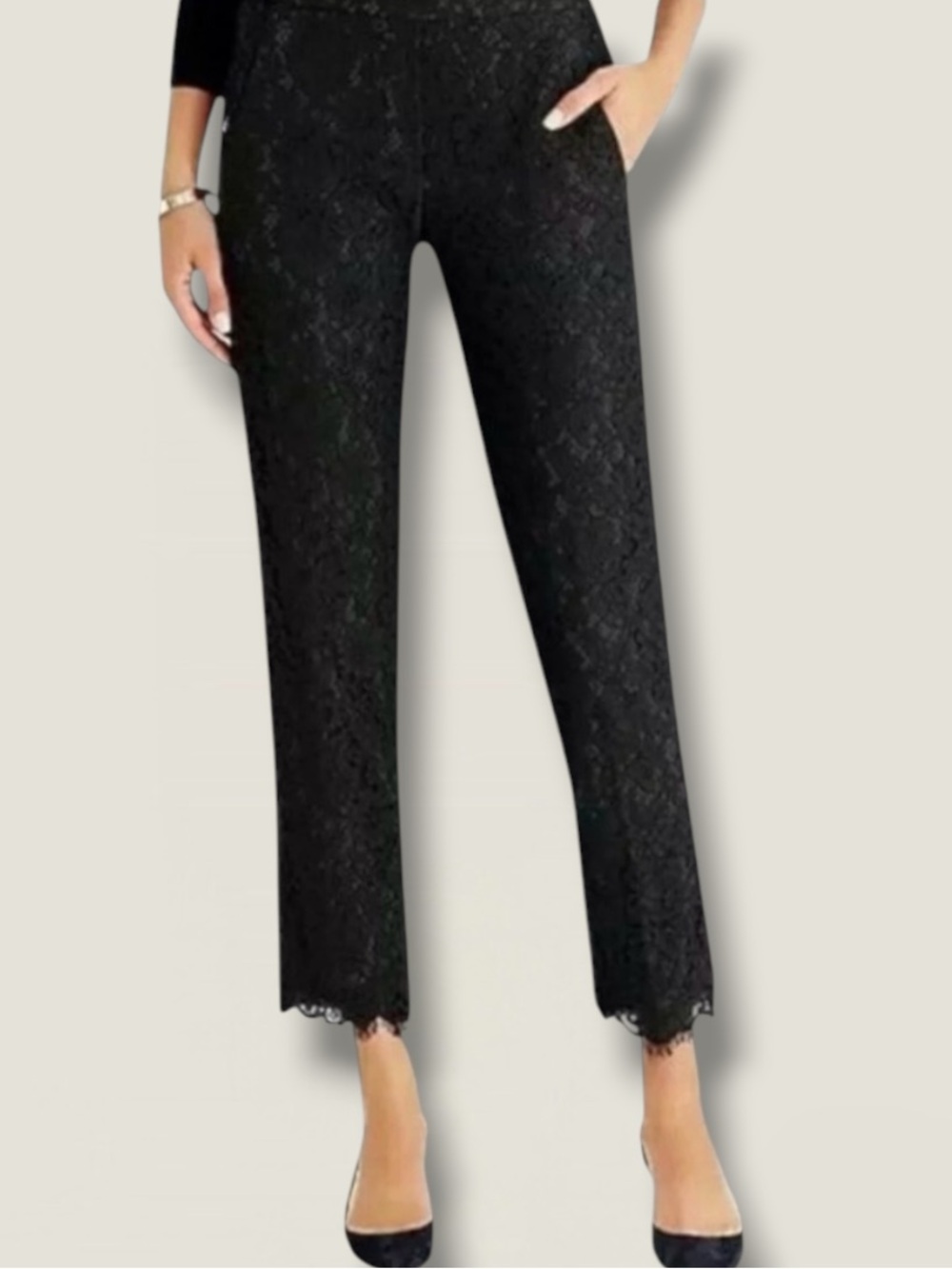 J. CREW BLACK LACE 4-POCKET PULL ON PANTS